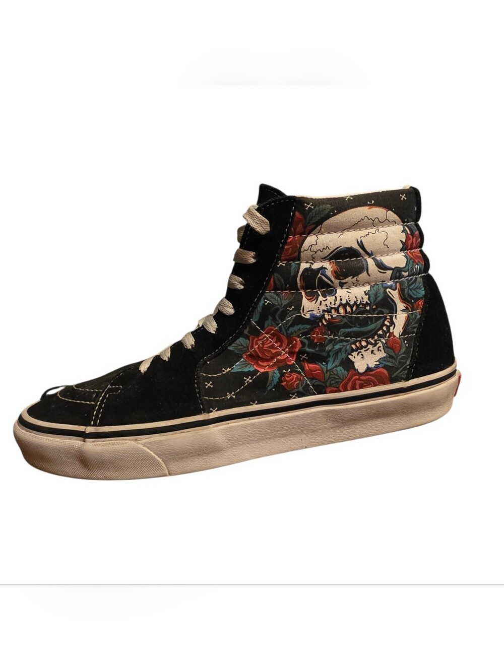 VANS Sk8-Hi Tops SKULL ROSE Suede Sneakers Men 9.5 Wo 11